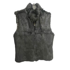 Black fur vest. Great for fall.